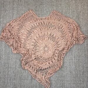 🌸 Crochet Circle Shrug Poncho | No Tag | Dusty Pink Mauve